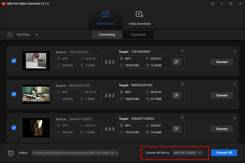 MiniTool Video Converter 可批次轉換影片檔案格式的免費工具