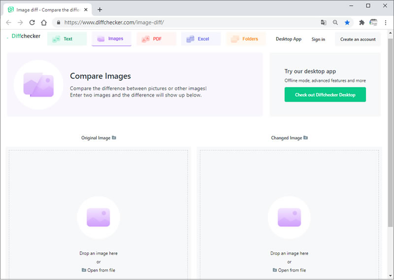 DiffChecker Compare Images 圖片差異處比對線上免費服務