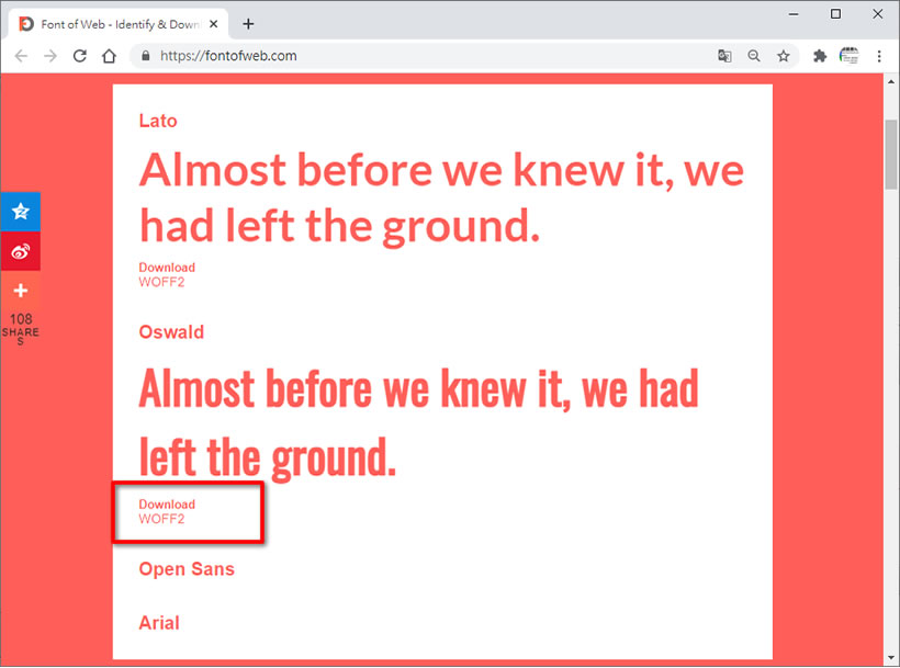 Font of Web 輸入網址就幫你找出該網站所使用的字體與下載網址