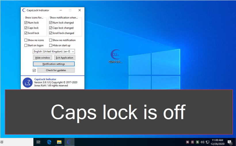 CapsLock Indicator 在工作列上顯示 Num Lock,、Caps Lock、Scroll Lock 提示燈號