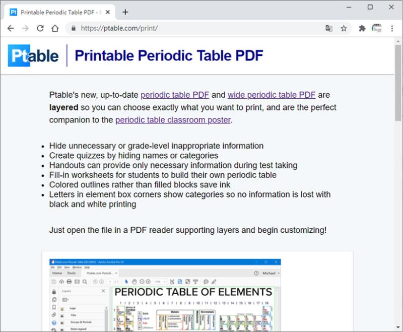 Ptable 元素週期表(中、英對照)