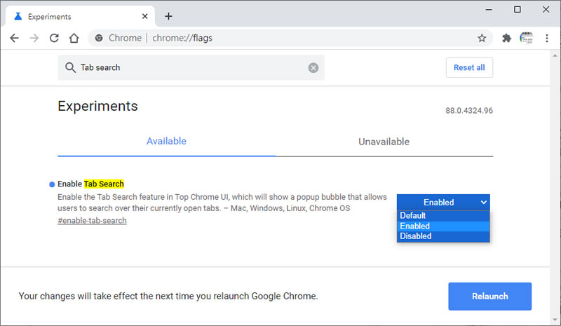 如何開啟 Chrome 瀏覽器的 Tab Search 功能,啟用分頁直式檢視模式? 如何開啟 Chrome 瀏覽器的 Tab Search 功能,啟用分頁直式檢視模式?