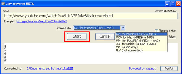 vixy converter Youtube影片轉檔﹝AVI、MOV、MP4、MP3、3GP﹞及下載