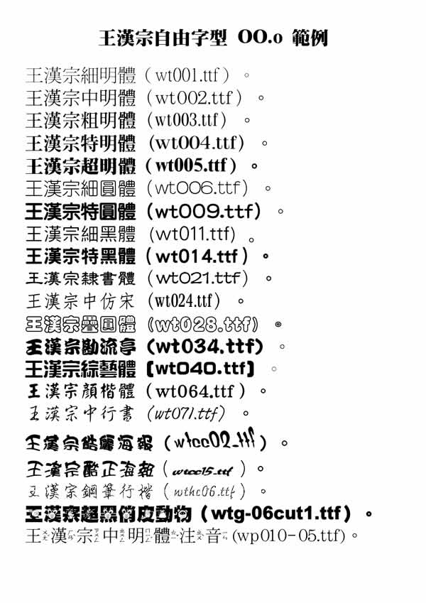 免費中文字型下載﹝王漢宗教授自由字型﹞