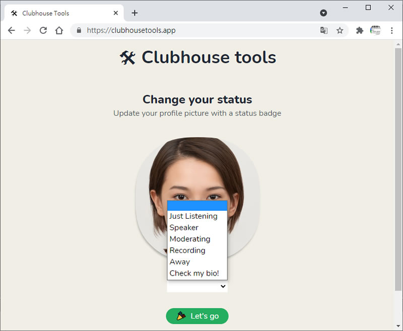 Clubhouse tools 頭像狀態圖片產生器