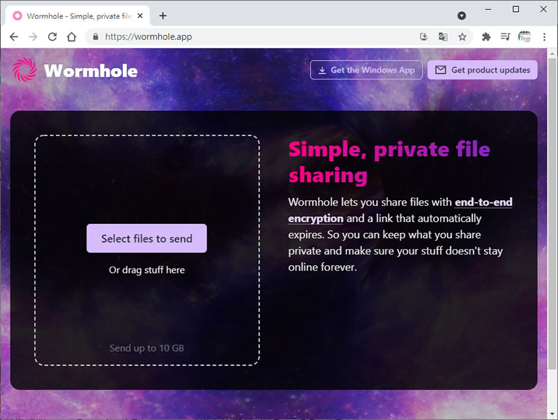 Wormhole 利用網址來傳送檔案的免費線上服務