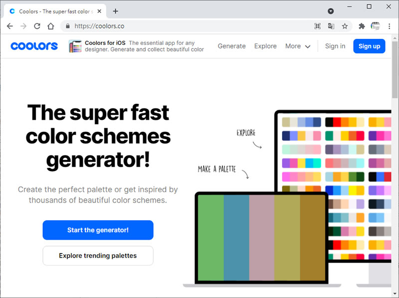 Coolors 線上調色盤免費工具 Coolors 線上調色盤免費工具
