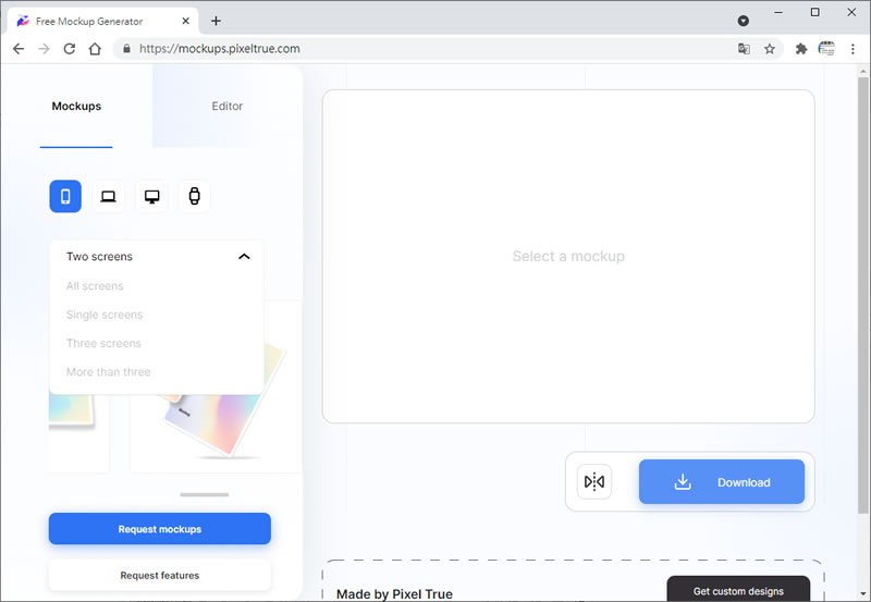 Free Mockup Generator 將圖片套用到手機、平板、電腦...等裝置螢幕上的免費線上服務