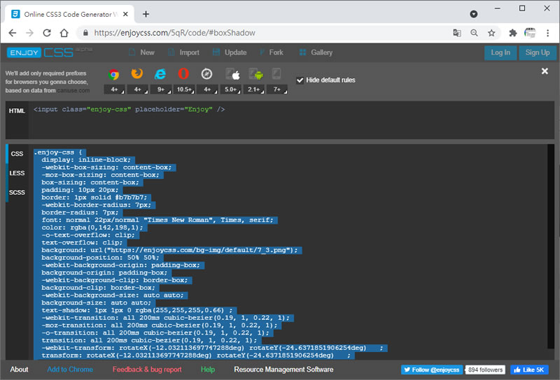 Enjoy CSS 線上 CSS 語法產生器