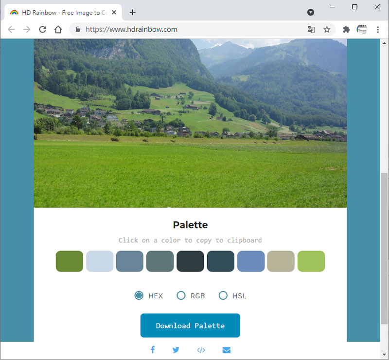 HD Rainbow 線上取出圖片內主要色彩的免費網路服務