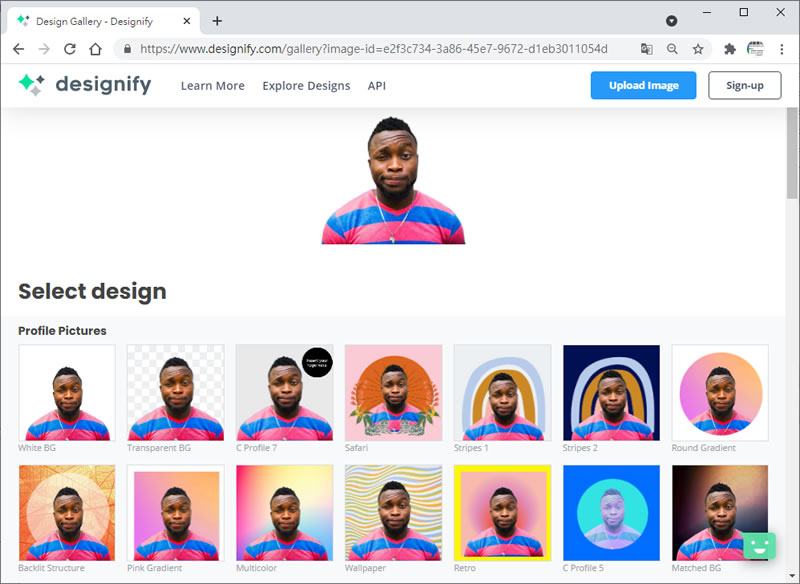 designify 將圖片去背景與場景合成融合為一體的線上免費服務