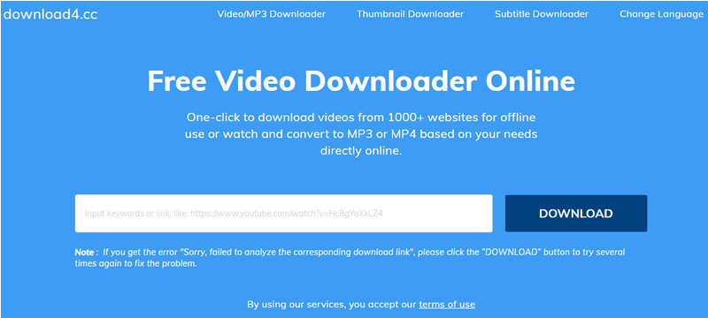 Download4.cc 線上下載 YouTube、Facebook 影片免費工具