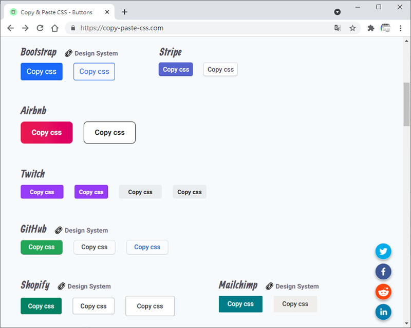 Copy & Paste CSS 線上提供 Buttons、Box-shadows 及 Color palettes 已搭配好的 CSS 樣式,複製就可以使用 Copy & Paste CSS 線上提供 Buttons、Box-shadows 及 Color palettes 已搭配好的 CSS 樣式,複製就可以使用