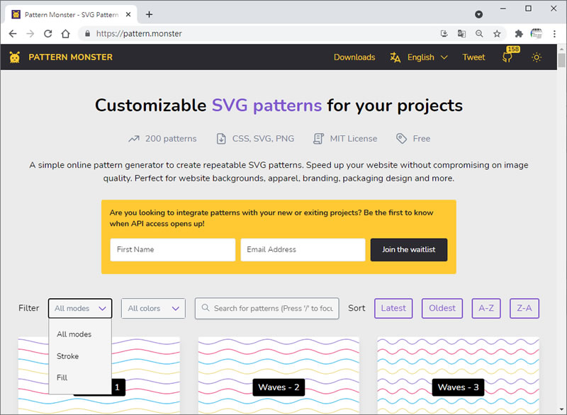 PATTERN MONSTER 由線條及圖形所組成的 CSS、SVG 背景圖