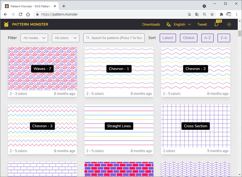 PATTERN MONSTER 由線條及圖形所組成的 CSS、SVG 背景圖