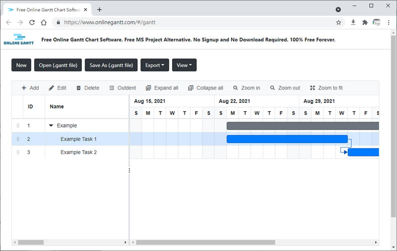 Online Gantt 製作甘特圖免費線上服務