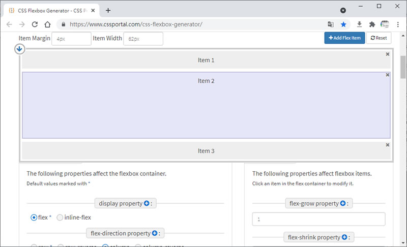 CSS Flexbox Generator 視覺化操作 Flex 屬性產生相對應的 CSS 語法 CSS Flexbox Generator 視覺化操作 Flex 屬性產生相對應的 CSS 語法