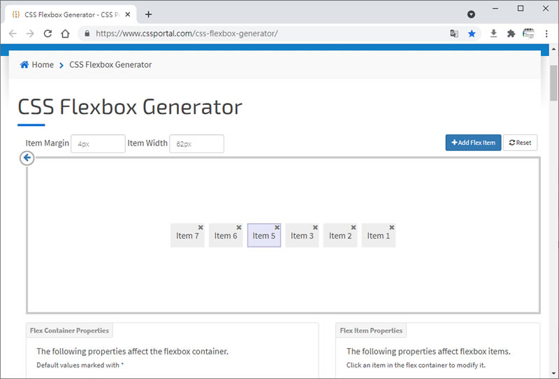 CSS Flexbox Generator 視覺化操作 Flex 屬性產生相對應的 CSS 語法 CSS Flexbox Generator 視覺化操作 Flex 屬性產生相對應的 CSS 語法