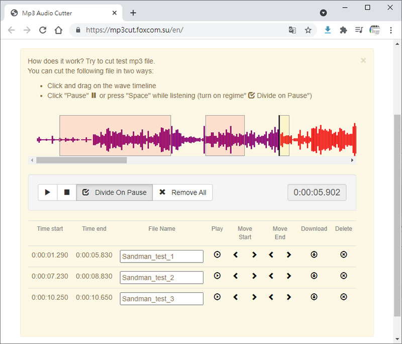 Easy MP3 Audio Cutter 可將 MP3 剪輯成多段 MP3 的免費線上服務 Easy MP3 Audio Cutter 可將 MP3 剪輯成多段 MP3 的免費線上服務