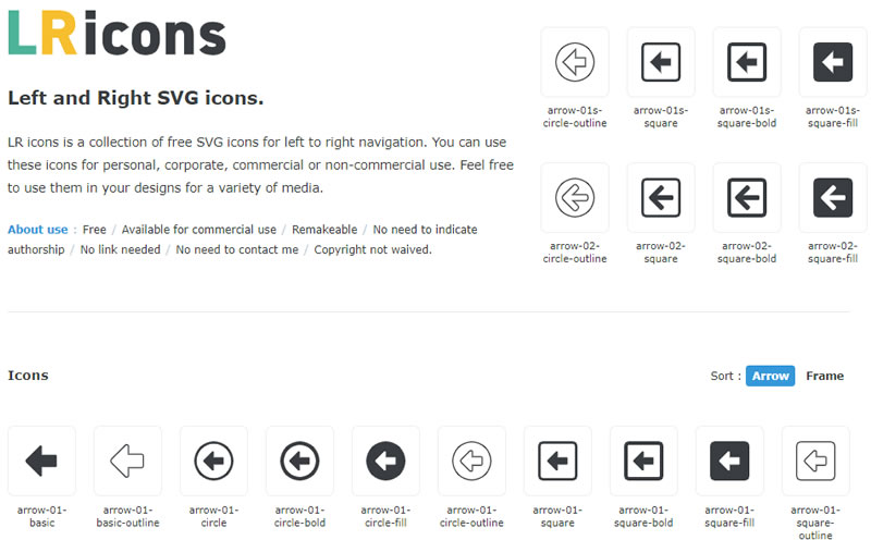 LRicons 線上左、右箭頭圖示免費下載，可商用