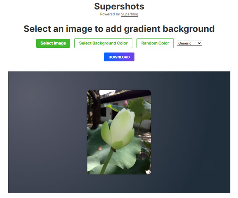 Supershots 線上幫圖片加入漸層背景和陰影效果 Supershots 線上幫圖片加入漸層背景和陰影效果