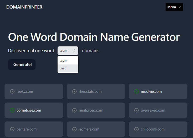 Domain Printer 網域名稱產生器 Domain Printer 網域名稱產生器