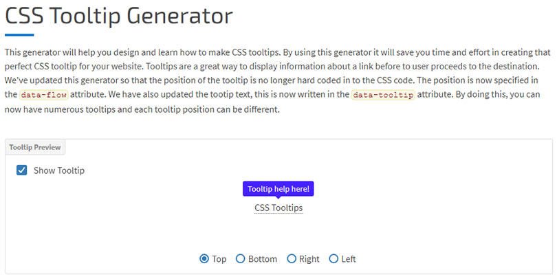 CSS Tooltip Generator 提示訊息框 CSS 語法產生器 CSS Tooltip Generator 提示訊息框 CSS 語法產生器