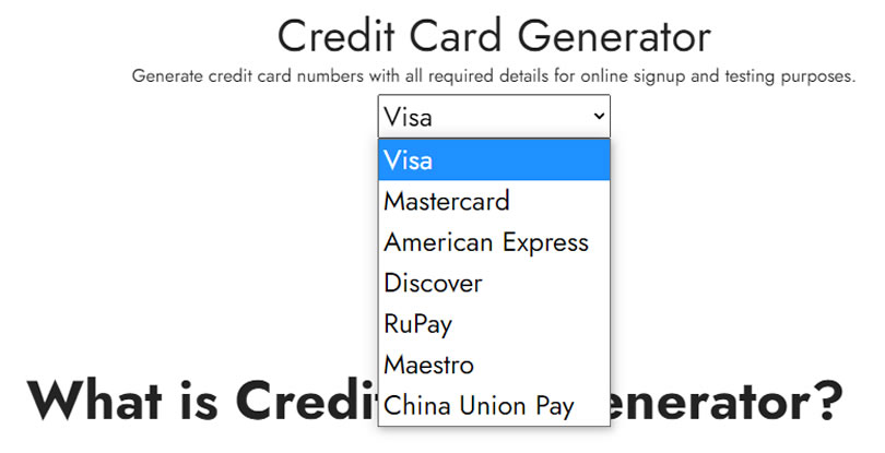 Credit Card Generator 含 CVV 檢查碼在內的信用卡卡號產生器 Credit Card Generator 含 CVV 檢查碼在內的信用卡卡號產生器