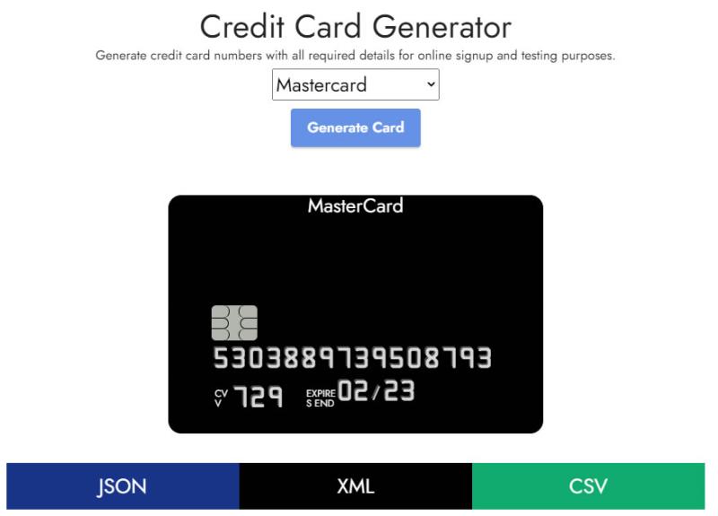 Credit Card Generator 含 CVV 檢查碼在內的信用卡卡號產生器