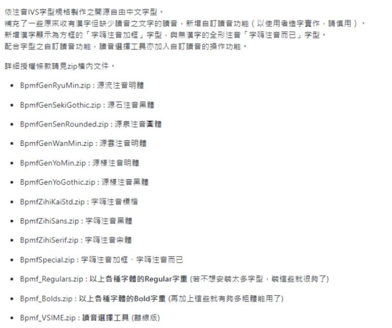 ButTaiwan 提供可商用的 9個中文注音字型