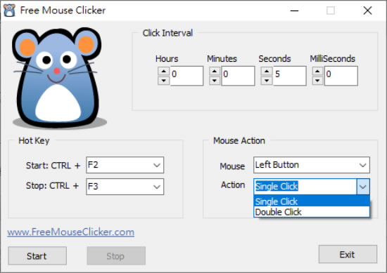 Free Mouse Clicker 免安裝的滑鼠連點程式