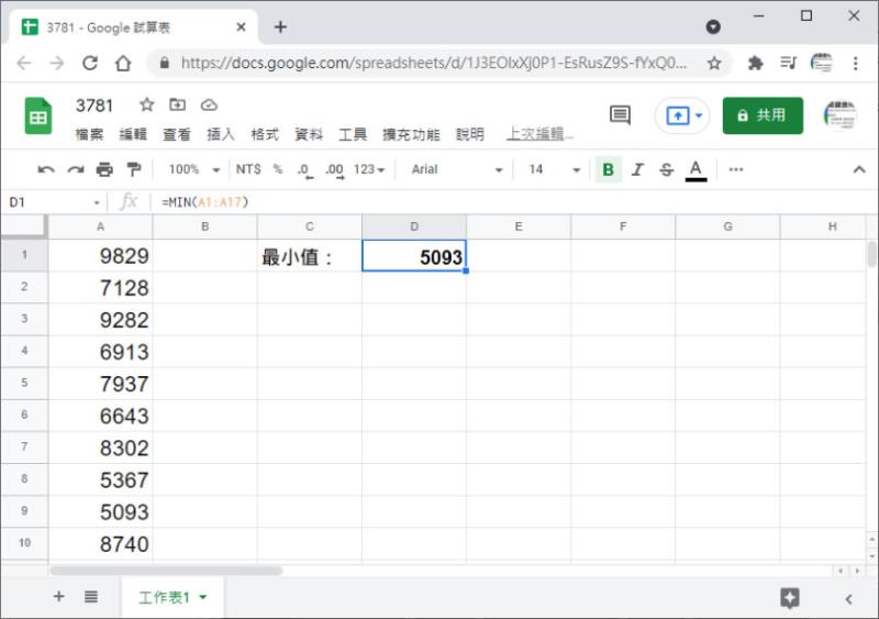[ Excel、 Google 試算表 ] 如何找出最大值或最小值？