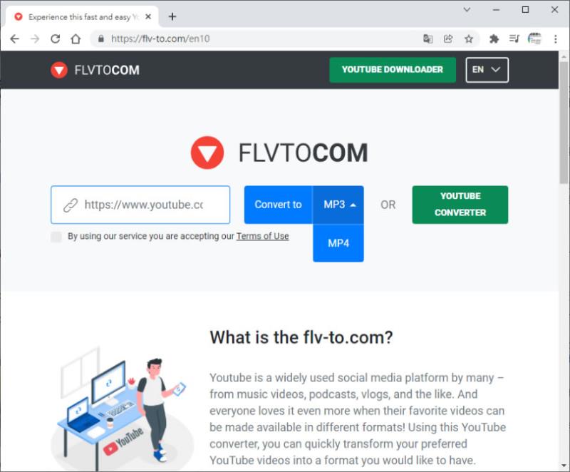 FLVTOCOM 無廣告的 YouTube 影片、音樂下載免費服務