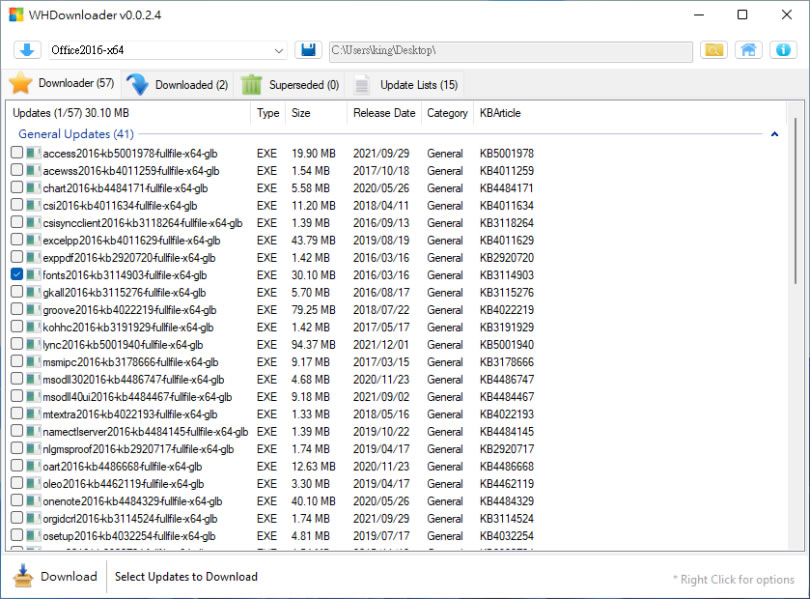 WHDownloader 微軟 Office及 Windows 更新檔下載器