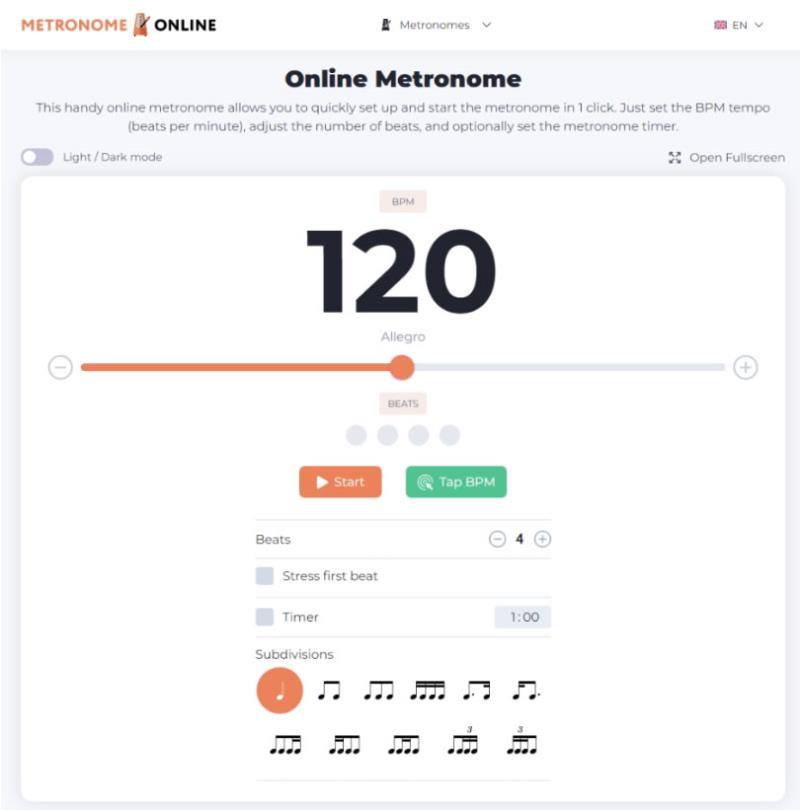 Online Metronome 有瀏覽器就可用的節拍器
