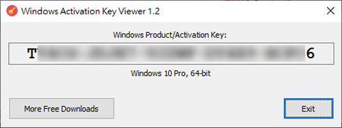 Windows Activation Key Viewer 找出已啟用的 Windows 產品金鑰