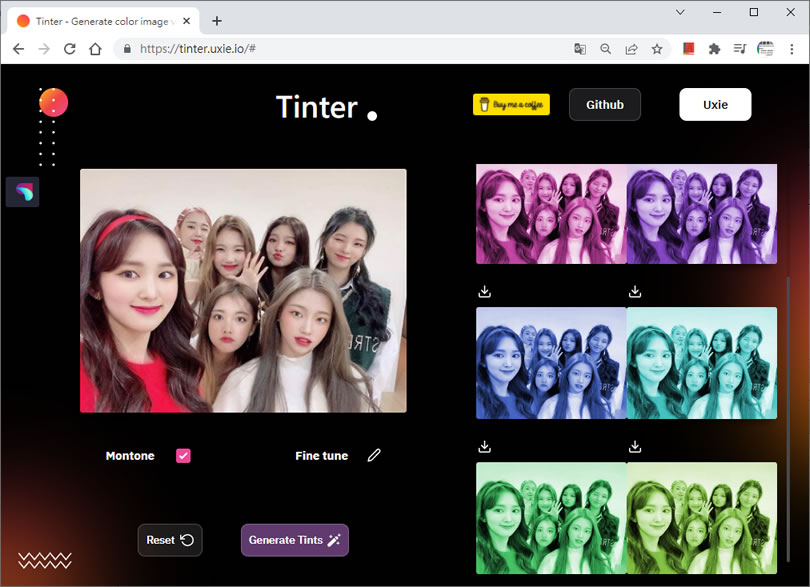 Tinter 透過色彩調整讓圖片有不同風格