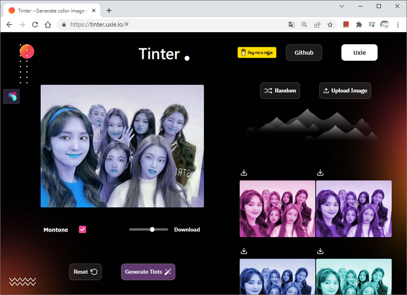Tinter 透過色彩調整讓圖片有不同風格