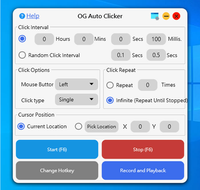 OG Auto Clicker 簡單易用的滑鼠自動點擊程式(免安裝)