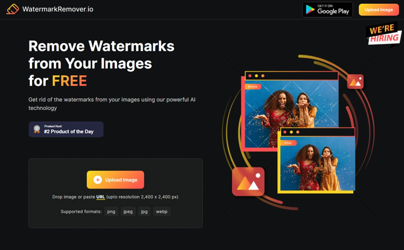 WatermarkRemover 用 AI 替圖片去除浮水印的線上免費服務