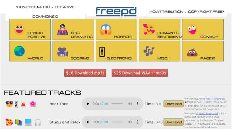 FreePD 提供不僅免費且還可商用的音效素材網站 FreePD 提供不僅免費且還可商用的音效素材網站