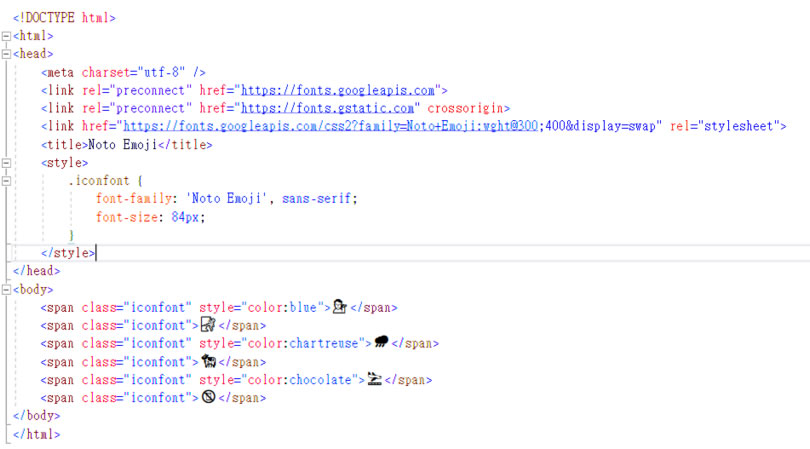「Google Fonts」用 Noto Emoji 字型將表情符號或特殊圖示以線條輪廓來呈現 「Google Fonts」用 Noto Emoji 字型將表情符號或特殊圖示以線條輪廓來呈現