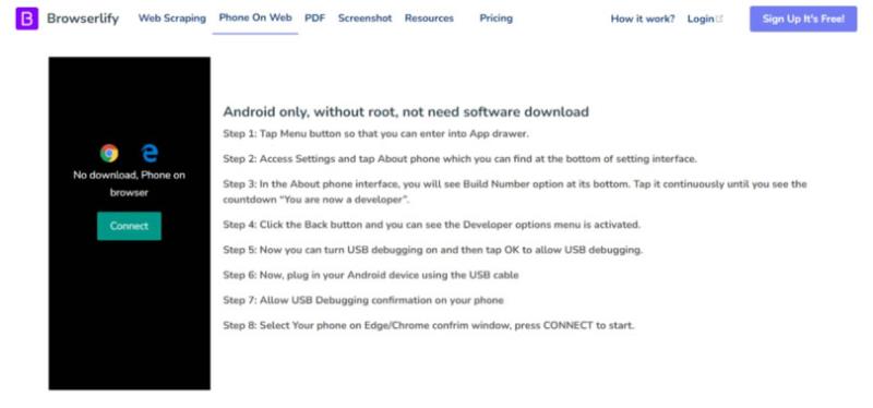 Phone On Web 免任何安裝就可以在瀏覽器內使用滑鼠與鍵盤操作手機的各項功能