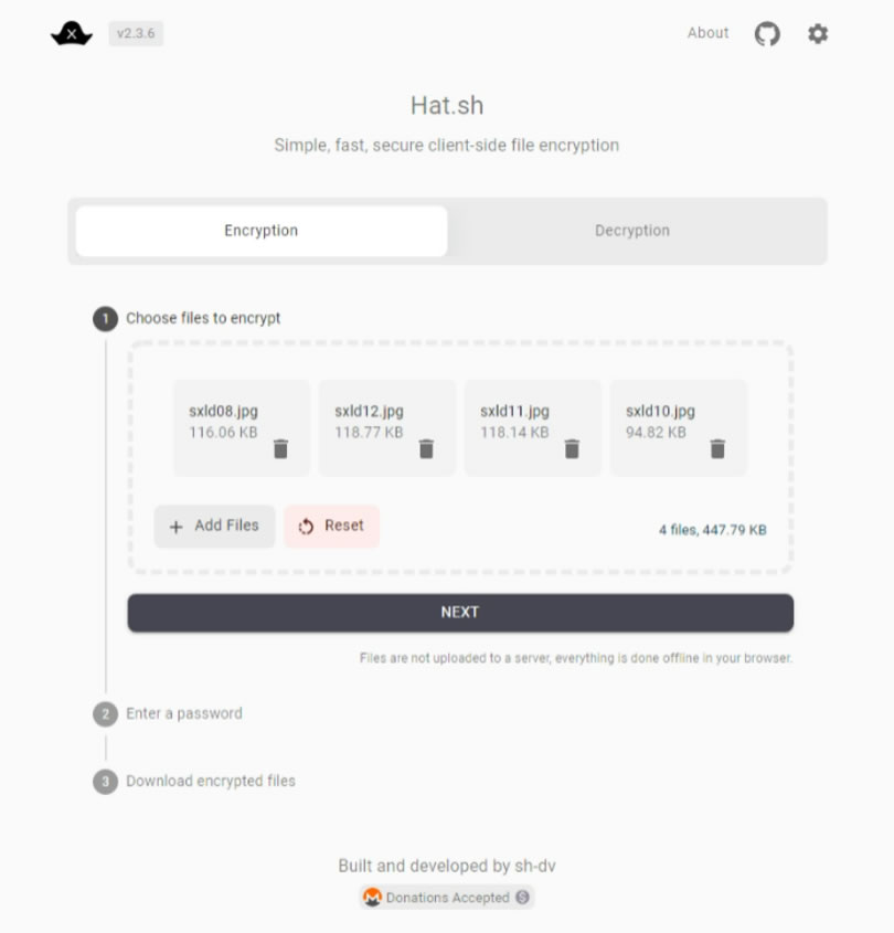 Hat.sh 檔案加、解密線上免費工具,無檔案大小限制 Hat.sh 檔案加、解密線上免費工具,無檔案大小限制