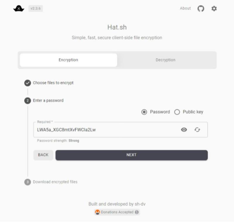Hat.sh 檔案加、解密線上免費工具，無檔案大小限制