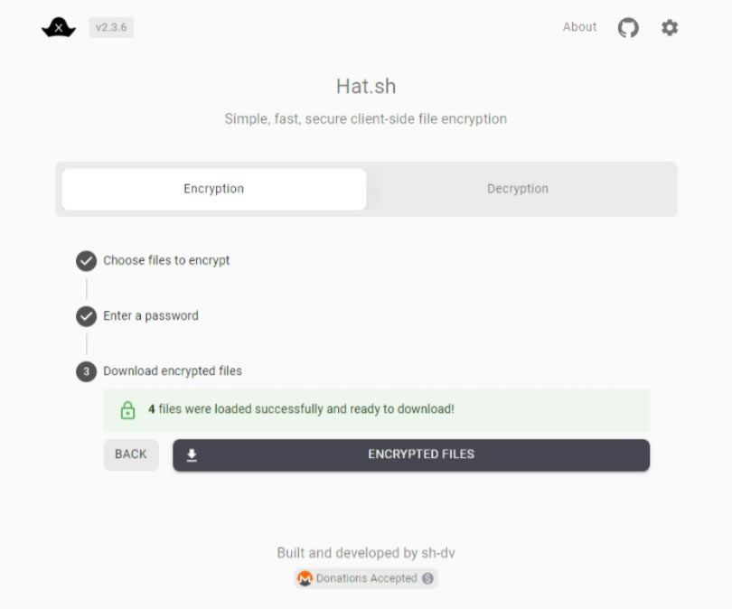 Hat.sh 檔案加、解密線上免費工具,無檔案大小限制 Hat.sh 檔案加、解密線上免費工具,無檔案大小限制