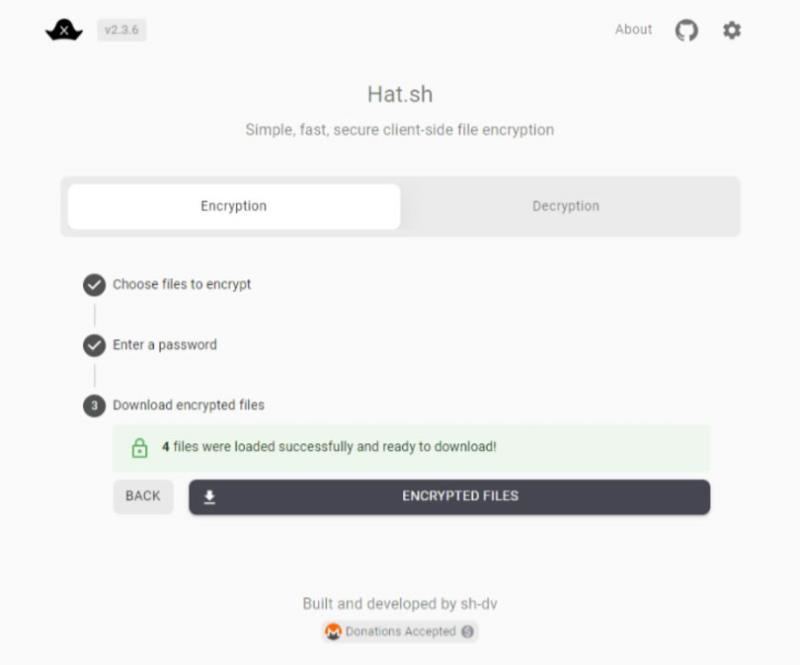 Hat.sh 檔案加、解密線上免費工具，無檔案大小限制
