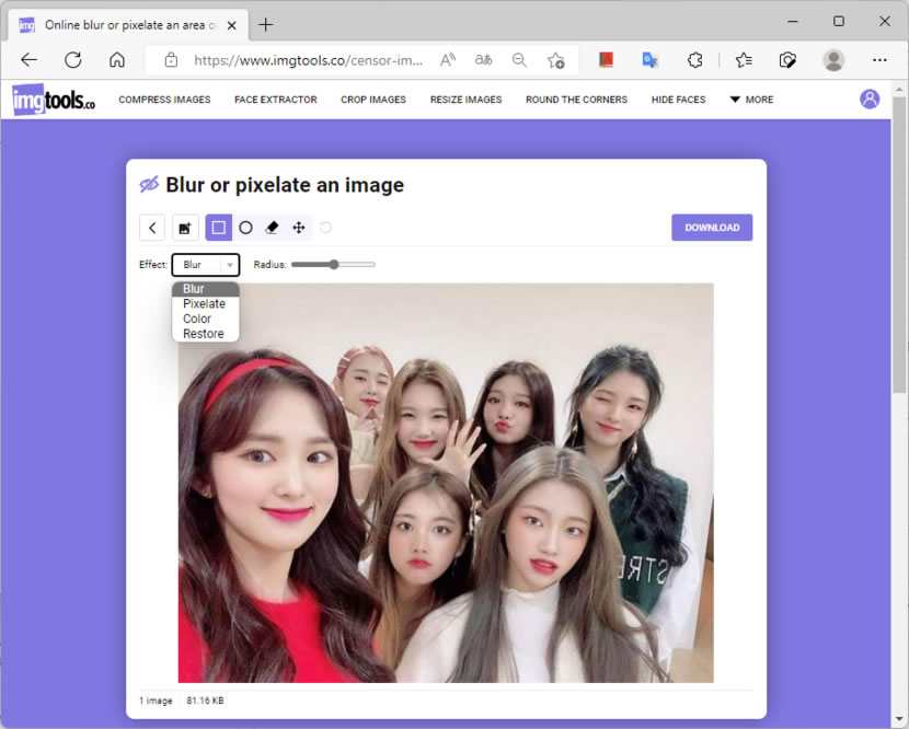 Blur or pixelate an image 可自由圈選圖片要遮蔽位置的免費服務