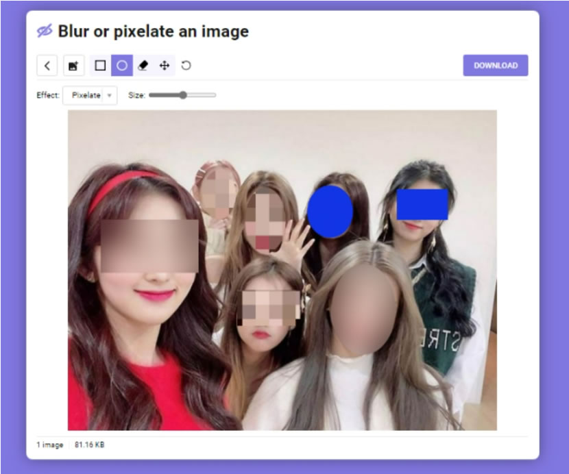 Blur or pixelate an image 可自由圈選圖片要遮蔽位置的免費服務