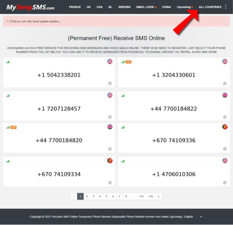 MyTempSMS.com 提供台灣、韓國、日本、美國...等地可線上接收簡訊的電話號碼